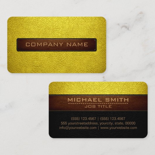 Moderner Bananengelb und schwarzes Leder-Look Visitenkarte (Vorne/Hinten)