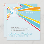 MODERNER BAPTISM einzigartig farbenfrohe, leuchten Einladung (Vorne/Hinten)
