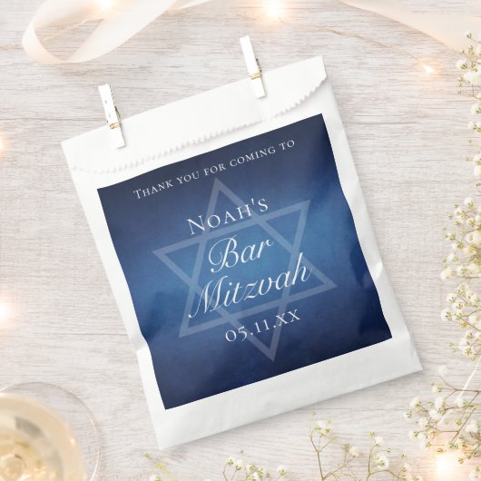 Moderner Bar Mitzvah Blue Star von David Custom Pa Geschenktütchen (Ausgeschnitten)