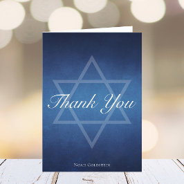 Moderner Bar Mitzvah Blue Star von David Customiza Dankeskarte