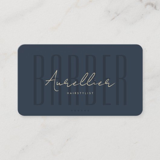 Moderner Barber Barbershop Beruflich Dark Blue Visitenkarte (Vorderseite)