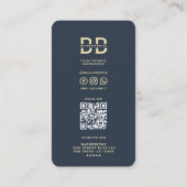 Moderner Barber Gold Barber's Pole Barbershop Blau Visitenkarte (Rückseite)