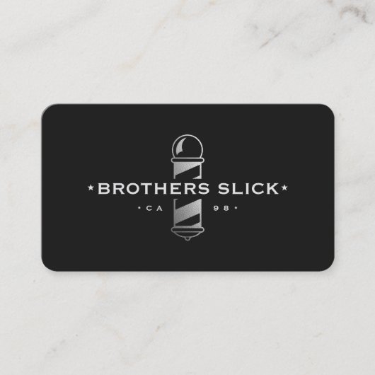 Moderner Barbershop Barber Silver Pole Loyalität S Visitenkarte (Vorderseite)