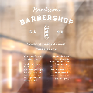 Moderner Barbershop Barber's Pole Hours Service Fensteraufkleber