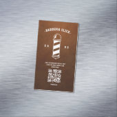 Moderner Barbershop Barber's Pole Leather Barber Magnetische Visitenkarte (Beispiel)