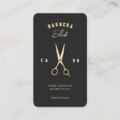 Moderner Barbershop Black Gold Scheren Barber Visitenkarte (Vorderseite)