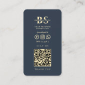 Moderner Barbershop Dark Blue Gold Barber Pole Visitenkarte (Rückseite)