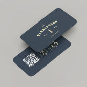 Moderner Barbershop Dark Blue Gold Barber's Pole Visitenkarte
