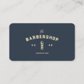 Moderner Barbershop Dark Blue Gold Barber's Pole Visitenkarte (Vorderseite)