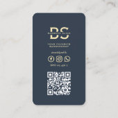 Moderner Barbershop Dark Blue Gold Barber's Pole Visitenkarte (Rückseite)