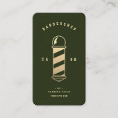 Moderner Barbershop Dunkelgrüner Goldbarberpol Visitenkarte (Vorderseite)