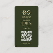 Moderner Barbershop Dunkelgrüner Goldbarberpol Visitenkarte (Rückseite)