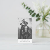 Moderner Barbershop Foto QR Visitenkarte (Stehend Vorderseite)