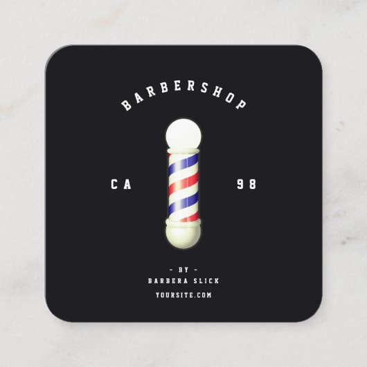 Moderner Barbershop Haircut Barber's Pole Barber Quadratische Visitenkarte (Vorderseite)