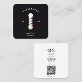 Moderner Barbershop Haircut Barber's Pole Barber Quadratische Visitenkarte (Vorne/Hinten)