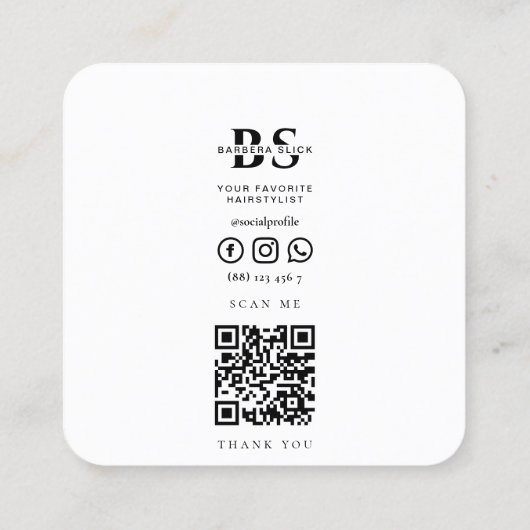 Moderner Barbershop Haircut Barber's Pole Barber Quadratische Visitenkarte (Rückseite)