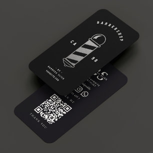 Moderner Barbershop Haircut Black Silber Barber Po Visitenkarte