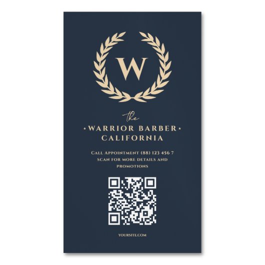 Moderner Barbershop Monogram Haarstylist Magnetische Visitenkarte (Vorderseite Vertikal)