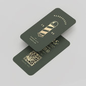 Moderner Barbershop Moss Green Gold Barber Pole Visitenkarte