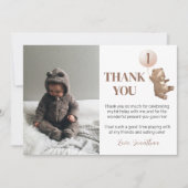 Moderner Bärenballon Geburtstags-Foto Danke Karte (Vorderseite)