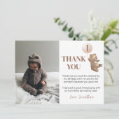 Moderner Bärenballon Geburtstags-Foto Danke Karte (Stehend Vorderseite)