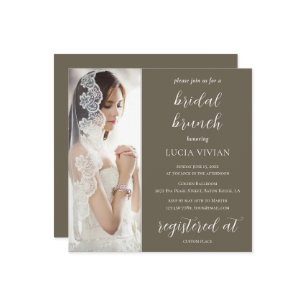 Moderner Barsch Brown Foto Brautparty Brunch Einladung