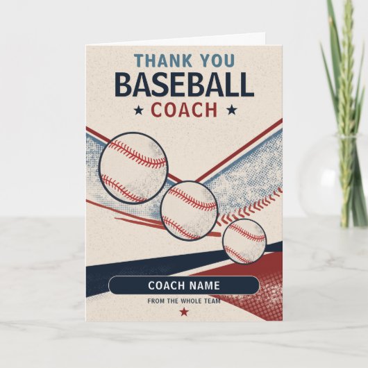 Moderner Baseball-Teamspieler-Trainer Dankeskarte (Vorderseite)