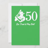 Moderner Baseballspieler Männer 50. Geburtstag Einladung (Rückseite)