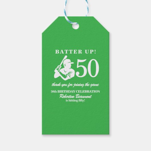 Moderner Baseballspieler Männer 50. Geburtstag Geschenkanhänger (Vorderseite)