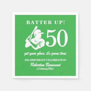 Moderner Baseballspieler Männer 50. Geburtstag Serviette