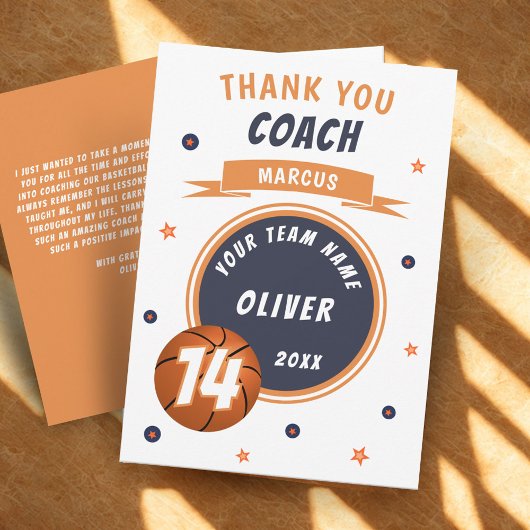 Moderner Basketball-Ball Danke, Coach Dankeskarte
