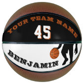 Moderner Basketball mit Teamname und -nummer (Vorderseite)