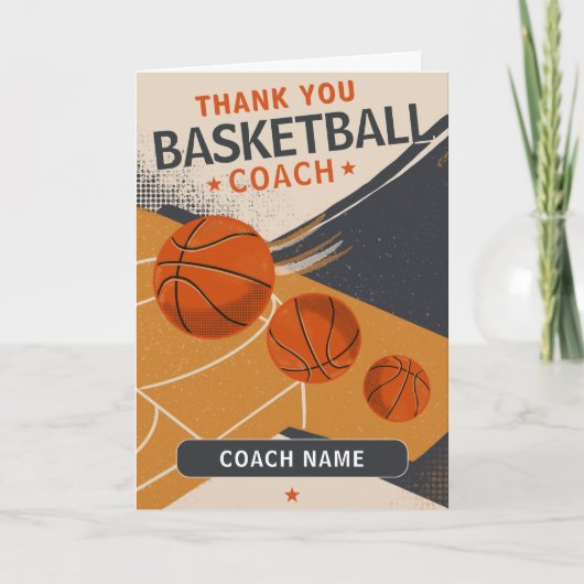 Moderner Basketball-Teamspieler-Trainer Dankeskarte (Vorderseite)