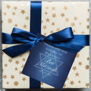 Moderner Bat Mitzvah Blue Star von David Custom Pa Geschenkanhänger