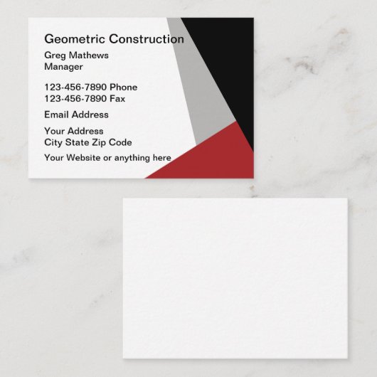 Moderner Bau Visitenkarte (Vorne/Hinten)