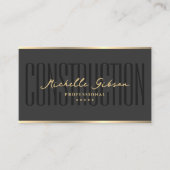 Moderner Bauauftragnehmer Dunkelgraue Imitate Gold Visitenkarte (Vorderseite)