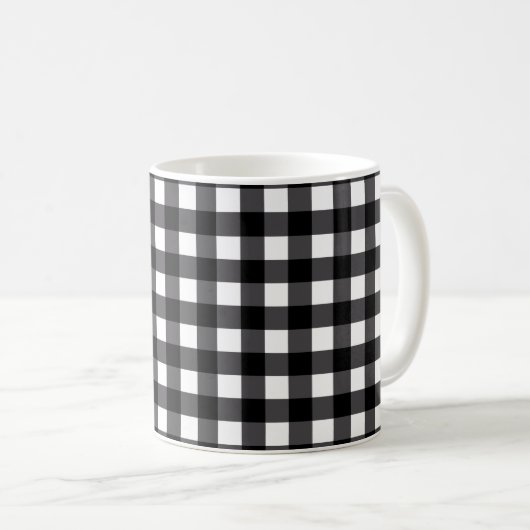 Moderner Bauernhaus-Büffel-karierte Tasse (VorderseiteRechts)