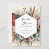 Moderner Bauernhof Barnyard Hochzeit Save The Date (Vorderseite)