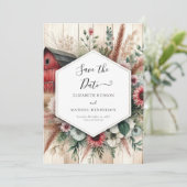 Moderner Bauernhof Barnyard Hochzeit Save The Date (Stehend Vorderseite)