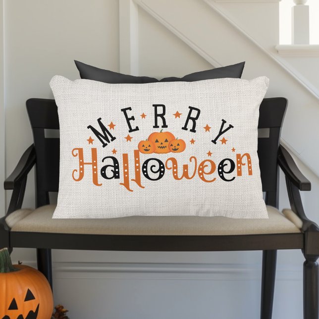 Moderner Bauernhof Spaß und stilvolles Merengue Ha Dekokissen (Modern Farmhouse Fun and Stylish Merry Halloween Accent Pillow)