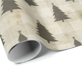 Moderner Bauernhof Weihnachtsbaum Kariert Geschenkpapier (Rolleneckpunkt)