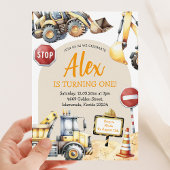 Moderner Baujunge zum ersten Geburtstag Einladung