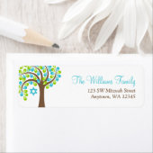 Moderner Baum Aquamarin blaues grünes Bat Mitzvah (Insitu)