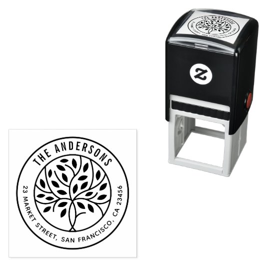 Moderner Baum | Benutzerdefinierter Familienname u Permastempel (Beispiel)