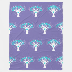 Moderner Baum mit Punkten und Herz 2 Fleecedecke