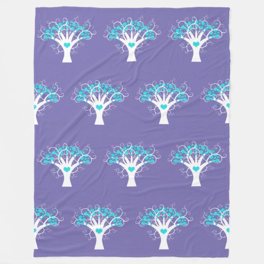 Moderner Baum mit Punkten und Herz 2 Fleecedecke (Vorderseite)