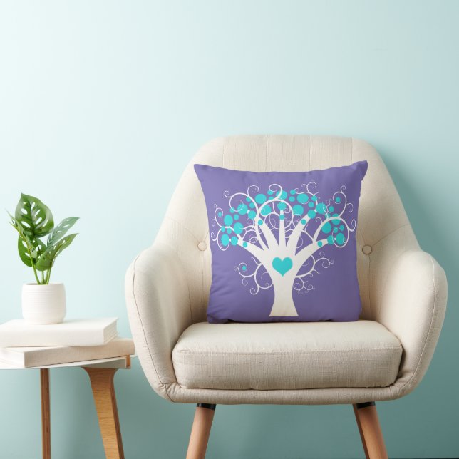 Moderner Baum mit Punkten und Herz 2 Kissen (Stuhl )