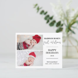 Moderner Baum Zwei Foto Erste Weihnachtskarte Postkarte