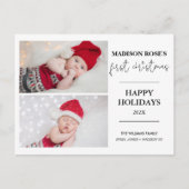 Moderner Baum Zwei Foto Erste Weihnachtskarte Postkarte (Vorderseite)