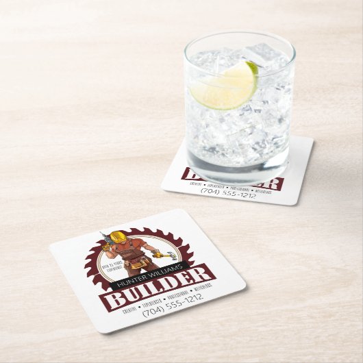 Moderner Baumeister Handyman Bau Beruflich Rechteckiger Pappuntersetzer (Vor Ort)